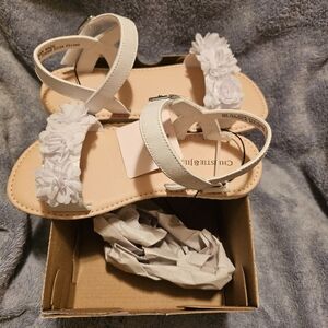 White Floral Sandals by Christie & Jill CJ AVA White Kids 2 M NWT